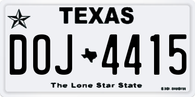 TX license plate DOJ4415