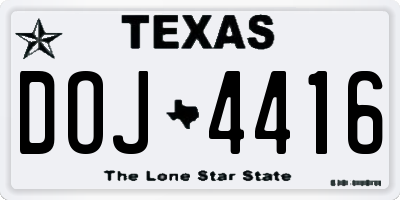 TX license plate DOJ4416