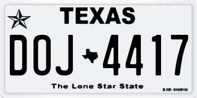 TX license plate DOJ4417