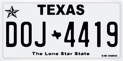 TX license plate DOJ4419