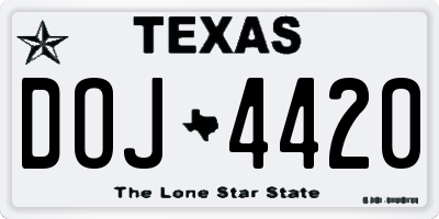 TX license plate DOJ4420