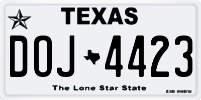 TX license plate DOJ4423