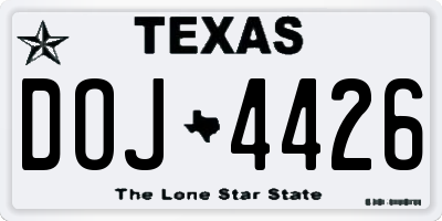 TX license plate DOJ4426