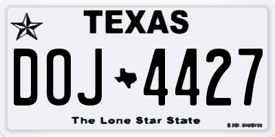 TX license plate DOJ4427