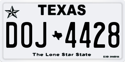TX license plate DOJ4428