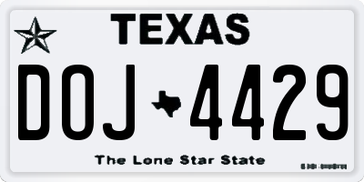 TX license plate DOJ4429