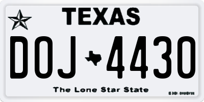 TX license plate DOJ4430