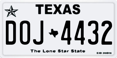 TX license plate DOJ4432