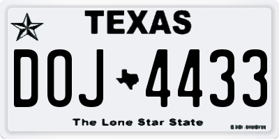 TX license plate DOJ4433