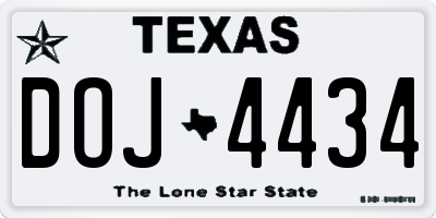 TX license plate DOJ4434