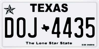 TX license plate DOJ4435