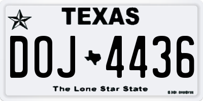 TX license plate DOJ4436