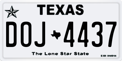 TX license plate DOJ4437