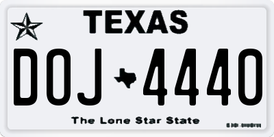 TX license plate DOJ4440