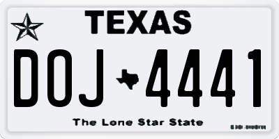 TX license plate DOJ4441