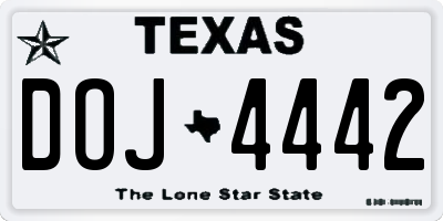 TX license plate DOJ4442