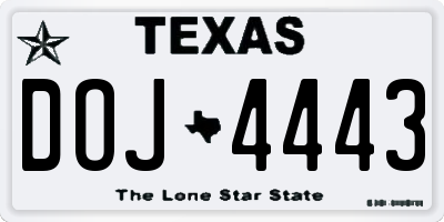 TX license plate DOJ4443