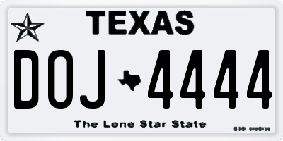 TX license plate DOJ4444
