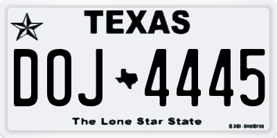 TX license plate DOJ4445