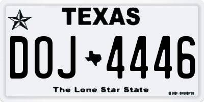 TX license plate DOJ4446