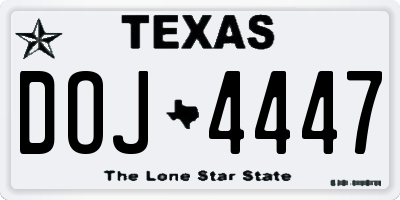 TX license plate DOJ4447