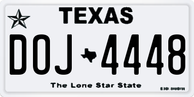TX license plate DOJ4448