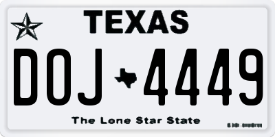 TX license plate DOJ4449