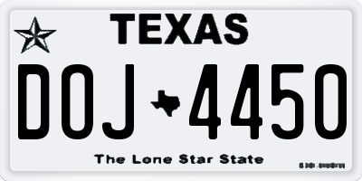 TX license plate DOJ4450