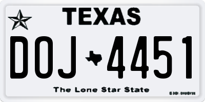 TX license plate DOJ4451