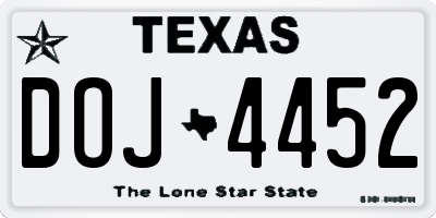 TX license plate DOJ4452
