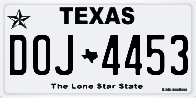 TX license plate DOJ4453