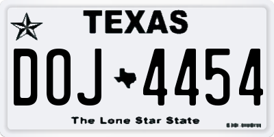 TX license plate DOJ4454