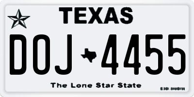 TX license plate DOJ4455