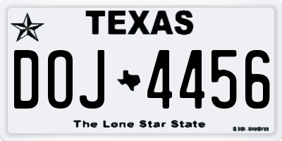 TX license plate DOJ4456