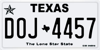 TX license plate DOJ4457
