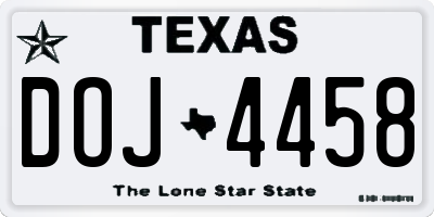 TX license plate DOJ4458