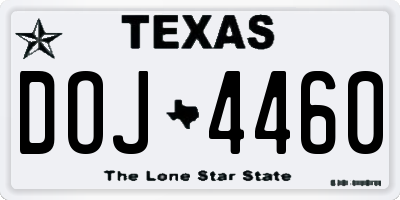 TX license plate DOJ4460