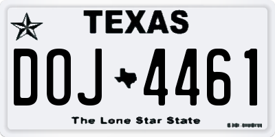 TX license plate DOJ4461
