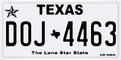 TX license plate DOJ4463