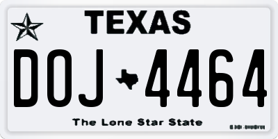 TX license plate DOJ4464