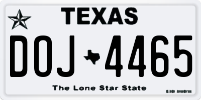 TX license plate DOJ4465