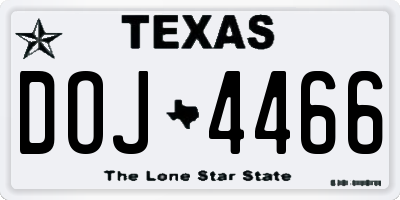 TX license plate DOJ4466