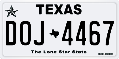 TX license plate DOJ4467