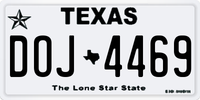 TX license plate DOJ4469