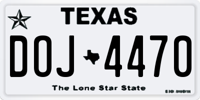 TX license plate DOJ4470