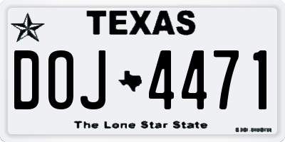 TX license plate DOJ4471