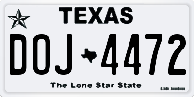 TX license plate DOJ4472