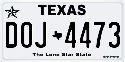 TX license plate DOJ4473