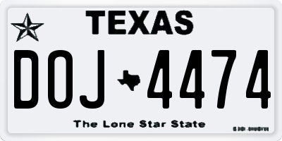 TX license plate DOJ4474