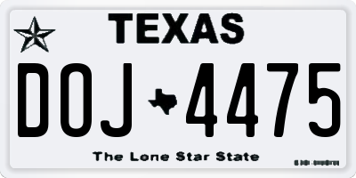 TX license plate DOJ4475